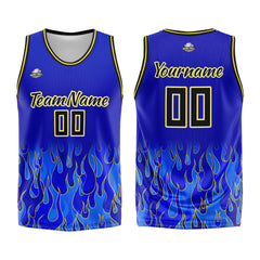 Benutzerdefinierter Basketball Jersey Uniform Anzug gedruckt Ihr Logo Name Nummer Königliche Flamme