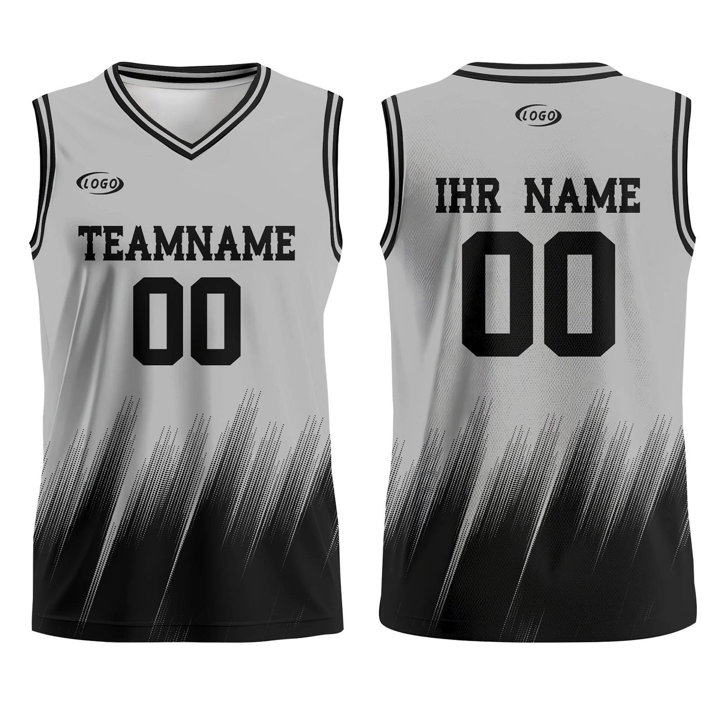 Benutzerdefinierter Grau Schwarz Basketball Jersey Uniform Anzug gedruckt Ihr Logo Name Nummer