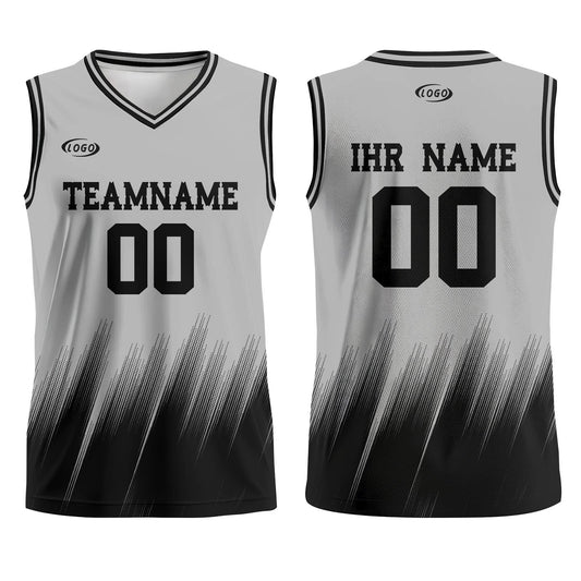 Benutzerdefinierter Grau Schwarz Basketball Jersey Uniform Anzug gedruckt Ihr Logo Name Nummer