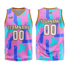 Benutzerdefinierter Rosa Blau Basketball Jersey Uniform Anzug gedruckt Ihr Logo Name Nummer