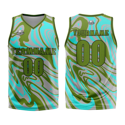 Benutzerdefinierter Grün Grau Basketball Jersey Uniform Anzug gedruckt Ihr Logo Name Nummer