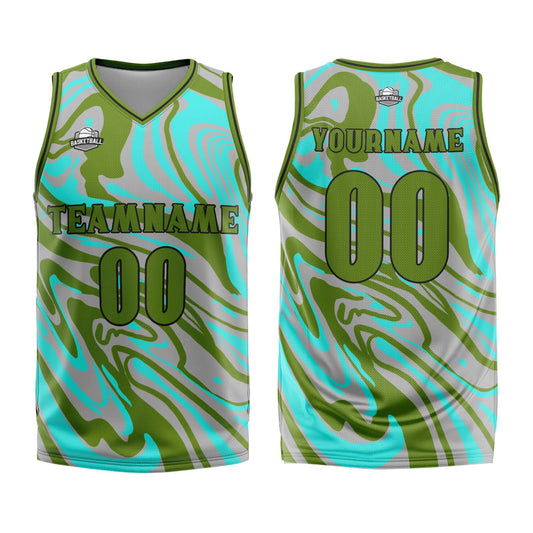 Benutzerdefinierter Grün Grau Basketball Jersey Uniform Anzug gedruckt Ihr Logo Name Nummer