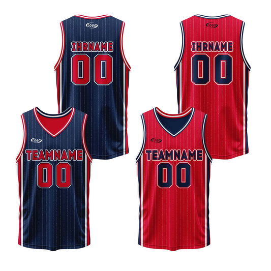 Benutzerdefinierte Marine Rot Reversible Basketball Jersey Personalisierte Drucken Name Nummer Logo