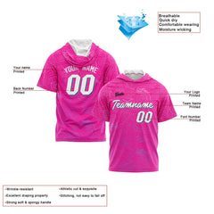 Benutzerdefinierte Rosa Kurzarm-Kapuzenpullover für Männer Frauen Hemden mit Kapuzen gedruckt Name Logo