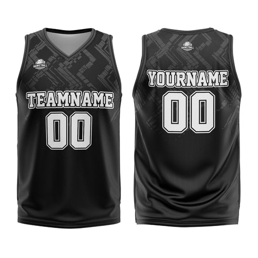 Benutzerdefinierter Schwarz Grau Basketball Jersey Uniform Anzug gedruckt Ihr Logo Name Nummer