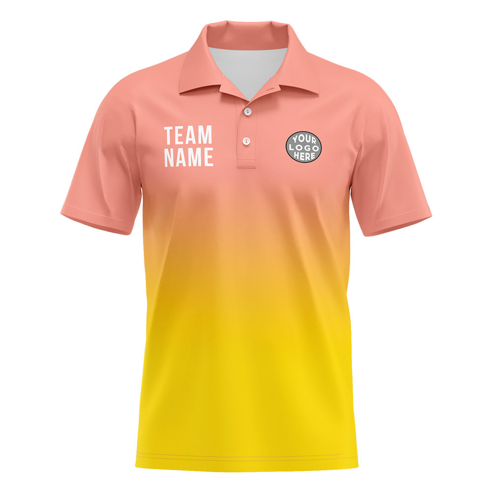 Benutzerdefinierte Lichtrosa Gelb Fußball Polo-Shirts Fügen Sie Ihr Einzigartiges hinzu Logo/Name/Nummer