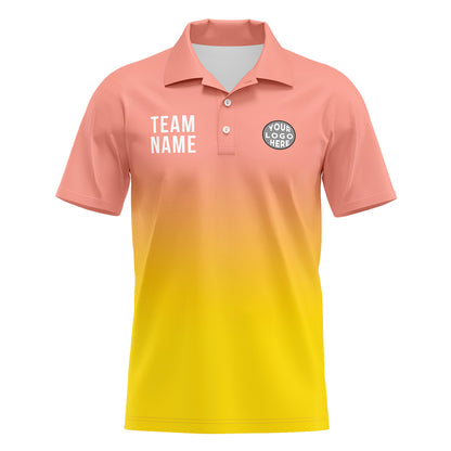 Benutzerdefinierte Lichtrosa Gelb Fußball Polo-Shirts Fügen Sie Ihr Einzigartiges hinzu Logo/Name/Nummer