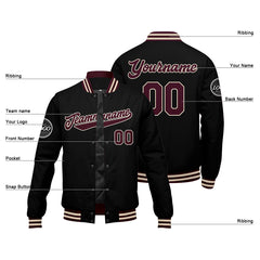 Benutzerdefinierte Verlauf Varsity-Jacke. Letterman-Jacke Marronmaroon Schwarz