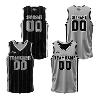 Benutzerdefinierte Schwarz Grau Reversible Basketball Jersey Personalisierte Drucken Name Nummer Logo