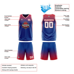 Benutzerdefinierte Blau Rot Reversible Basketball Jersey Personalisierte Print Name Nummer Logo