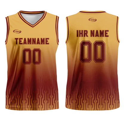 Benutzerdefinierter Braun Farbverlauf Basketball Jersey Uniform Anzug gedruckt Ihr Logo Name Nummer