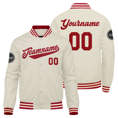 Benutzerdefinierte Verlauf Varsity-Jacke. Letterman-Jacke Rot Creme