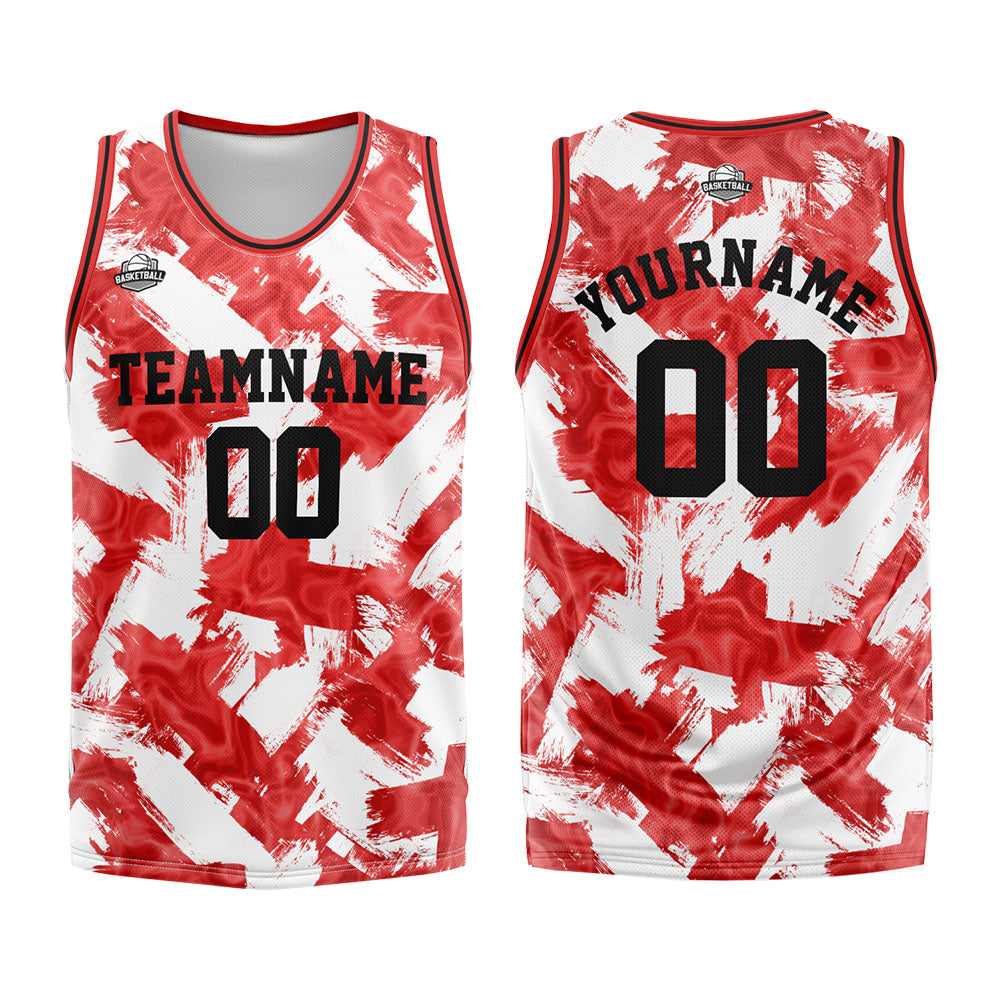 Benutzerdefinierter Basketball Jersey Uniform Anzug gedruckt Ihr Logo Name Nummer Rot&Weiß