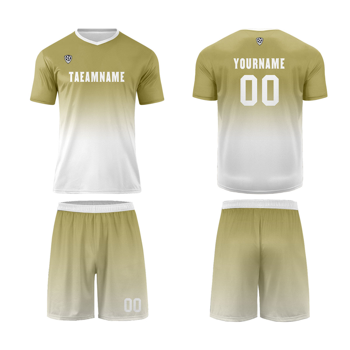 Benutzerdefinierte Khaki Weiß Trikots für Männer Frauen Personalisierte Fußball Uniformen für Erwachsene und Kind