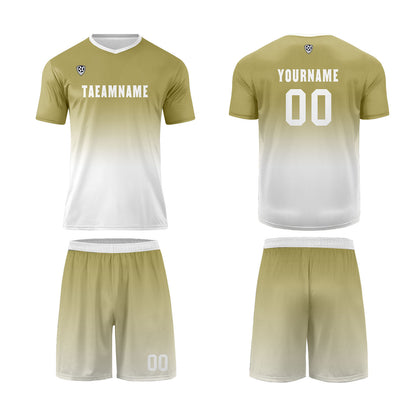 Benutzerdefinierte Khaki Weiß Trikots für Männer Frauen Personalisierte Fußball Uniformen für Erwachsene und Kind