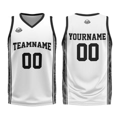 Benutzerdefinierter Weiß Schwarz Basketball Jersey Uniform Anzug gedruckt Ihr Logo Name Nummer