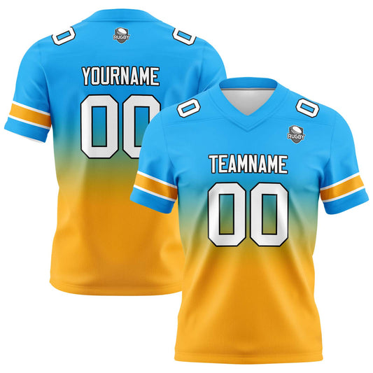 Benutzerdefinierte Gradient Fußball Trikots Personalisierte Name Nummer Logo Hellblau&Orange