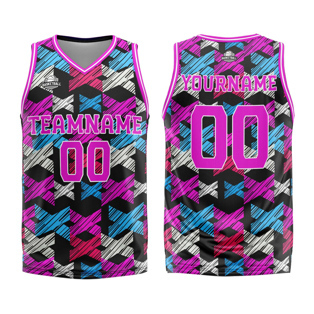 Benutzerdefinierter Rosa Basketball Jersey Uniform Anzug gedruckt Ihr Logo Name Nummer