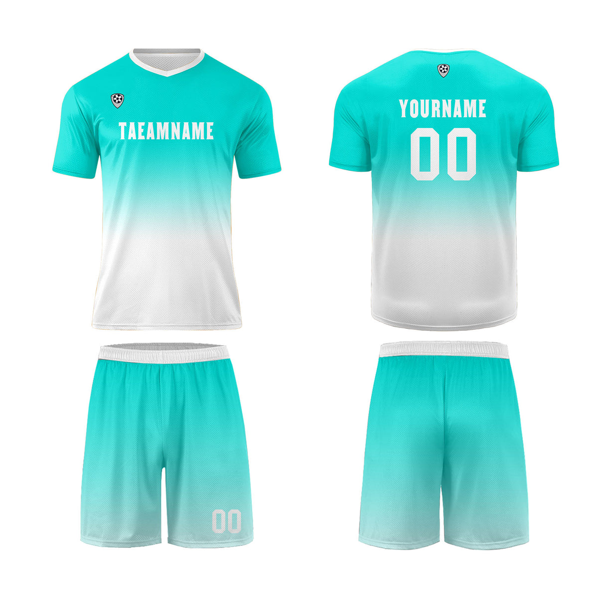 Benutzerdefinierte Minz Blau Weiß Trikots für Männer Frauen Personalisierte Fußball Uniformen für Erwachsene und Kind