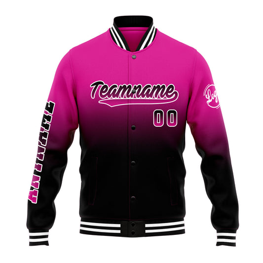 Benutzerdefinierte Verlauf Varsity-Jacke. Letterman-Jacke Rose Schwarz