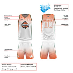 Benutzerdefinierte Weiß Orange Grün Reversible Basketball Jersey Personalisierte Print Name Nummer Logo