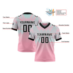 Benutzerdefinierte Blau Pulver Reversibel Fußball Trikot Personalisierte Gradient Fußball Shirts für Männer gedruckt Team Name Nummer Logo