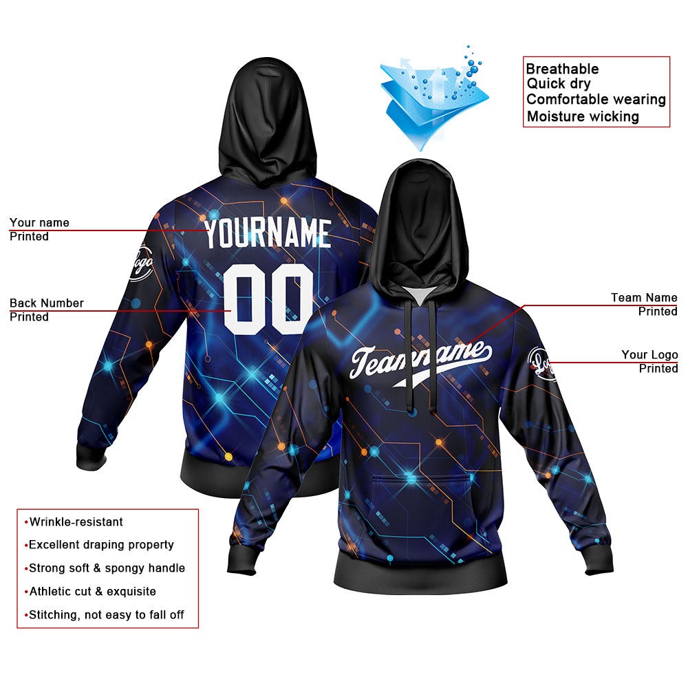 Benutzerdefiniert Schwarz Blau Tarnung Sport Jersey Satz Trainingsanzug Zur Seite fahren Kapuzenpullover Oberteile und Hose Satz Königlich