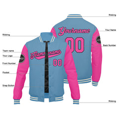 Benutzerdefinierte Verlauf Varsity-Jacke. Letterman-Jacke Pink