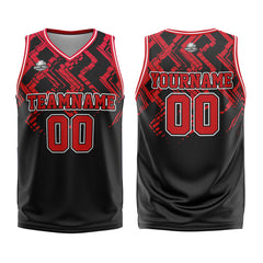 Benutzerdefinierter Schwarz Rot Basketball Jersey Uniform Anzug gedruckt Ihr Logo Name Nummer