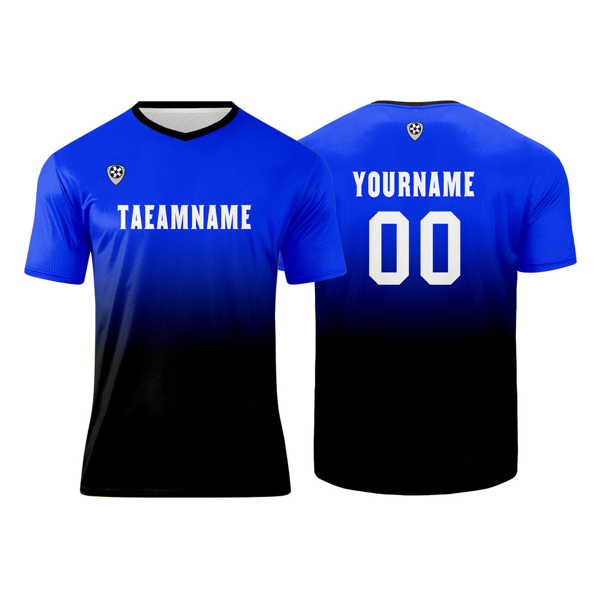 Benutzerdefinierte Blau Schwarz Trikots für Männer Frauen Personalisierte Fußball Uniformen für Erwachsene und Kind