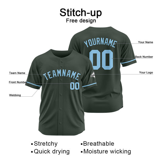 Benutzerdefinierte Authentisch Baseball-Trikot Dunkelgrau-Hellblau