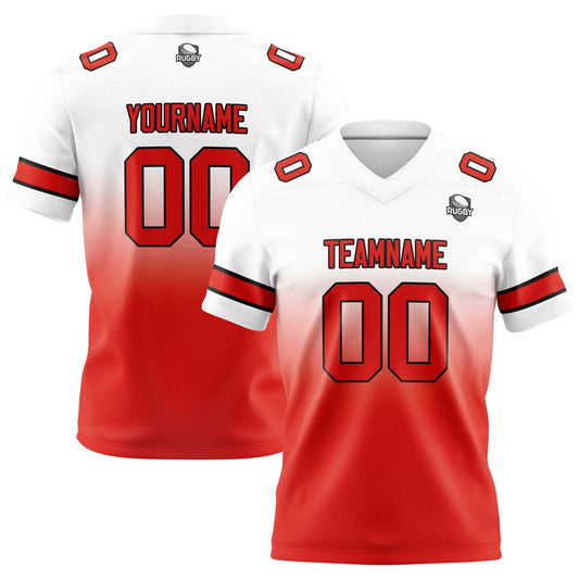 Benutzerdefinierte Weiß & Rot Gradient Fußball Trikots Personalisierter Name Nummer Logo