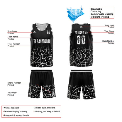 Benutzerdefinierter Basketball Jersey Uniform Anzug gedruckt Ihr Logo Name Nummer Schwarz&Weiß