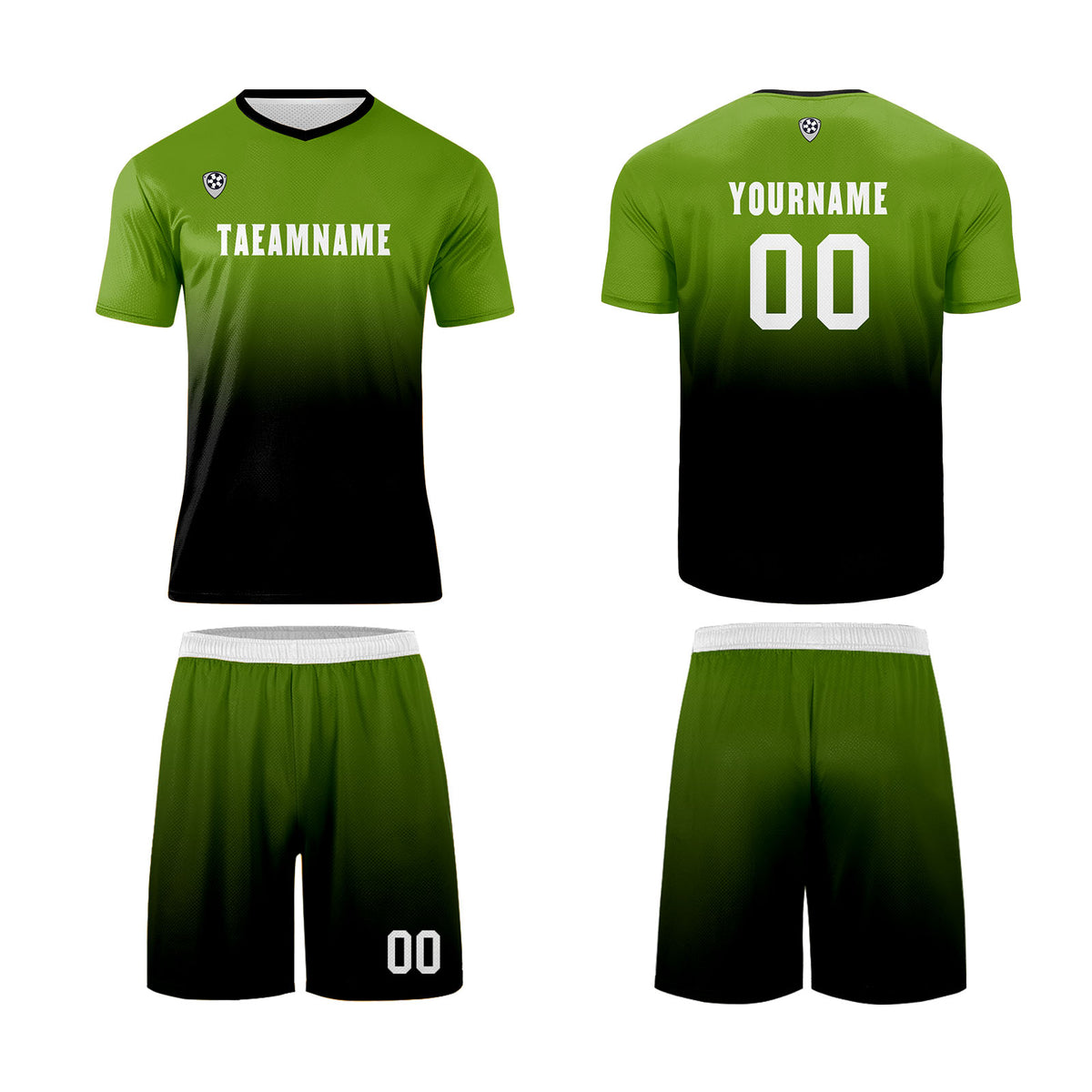 Benutzerdefinierte Olivengrün Schwarz Trikots für Männer Frauen Personalisierte Fußball Uniformen für Erwachsene und Kind
