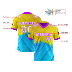 Benutzerdefinierte Gelb Lila Reversibel Fußball Trikot Personalisierte Gradient Fußball Shirts für Männer gedruckt Team Name Nummer Logo