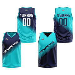 Benutzerdefinierte Reversible Basketball Jersey Personalisierte Print Name Nummer Logo Teal- Marine