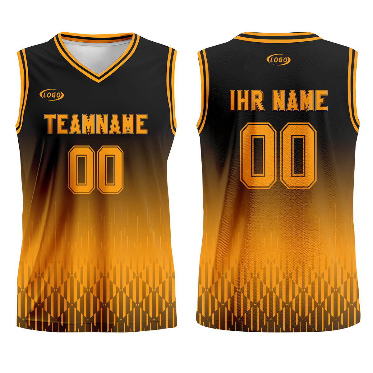 Benutzerdefinierter Schwarz Orange Farbverlauf Basketball Jersey Uniform Anzug gedruckt Ihr Logo Name Nummer