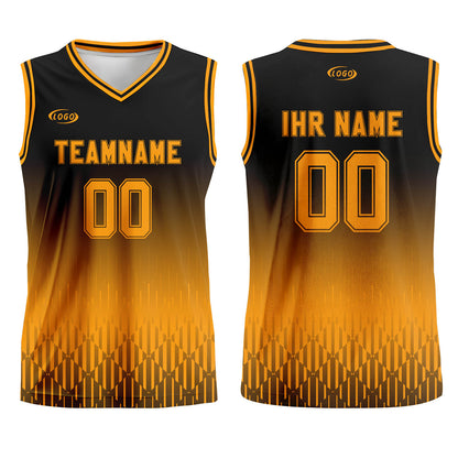 Benutzerdefinierter Schwarz Orange Farbverlauf Basketball Jersey Uniform Anzug gedruckt Ihr Logo Name Nummer