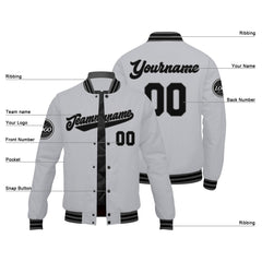 Benutzerdefinierte Verlauf Varsity-Jacke. Letterman-Jacke Grau Schwarz