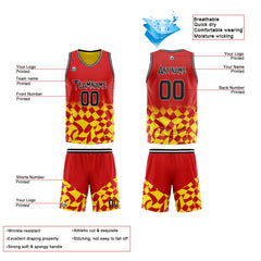 Benutzerdefinierte Reversible Basketball Jersey Personalisierte Print Name Nummer Logo Gitter-Rot&Schwarz