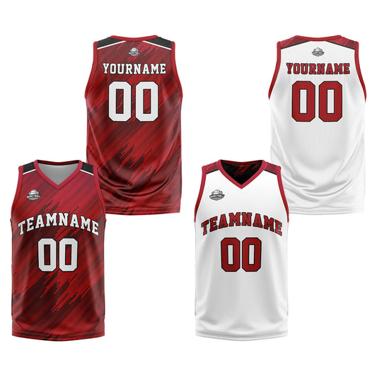 Benutzerdefinierte Rot Reversible Basketball Jersey Personalisierte Print Name Nummer Logo