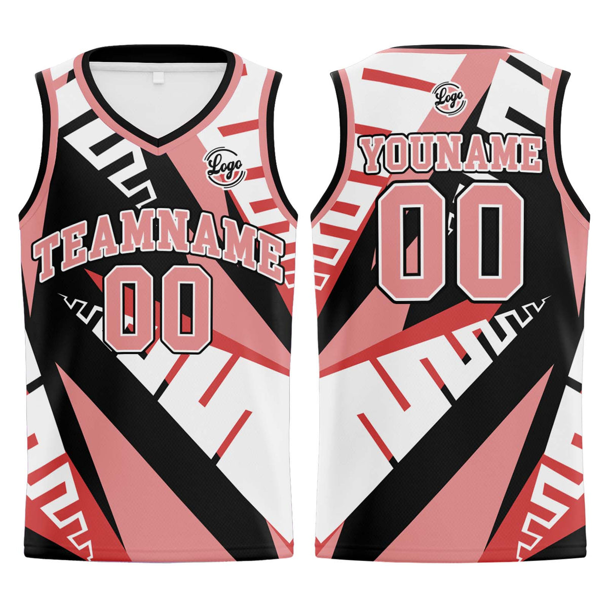 Benutzerdefinierter Weiß Schwarz Hellrot Basketball Jersey Uniform Anzug gedruckt Ihr Logo Name Nummer