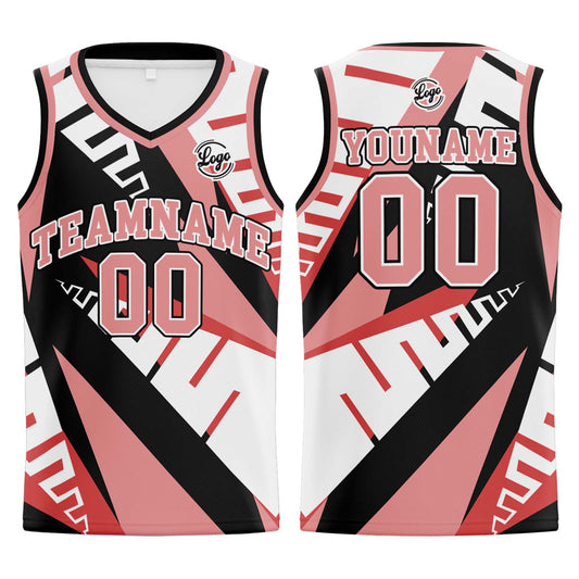 Benutzerdefinierter Weiß Schwarz Hellrot Basketball Jersey Uniform Anzug gedruckt Ihr Logo Name Nummer