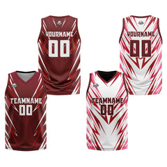 Benutzerdefinierte Dunkelrot Reversible Basketball Jersey Personalisierte Print Name Nummer Logo