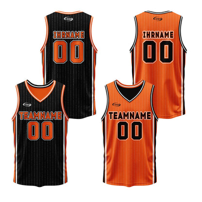 Benutzerdefinierte Schwarz Orange Reversible Basketball Jersey Personalisierte Drucken Name Nummer Logo