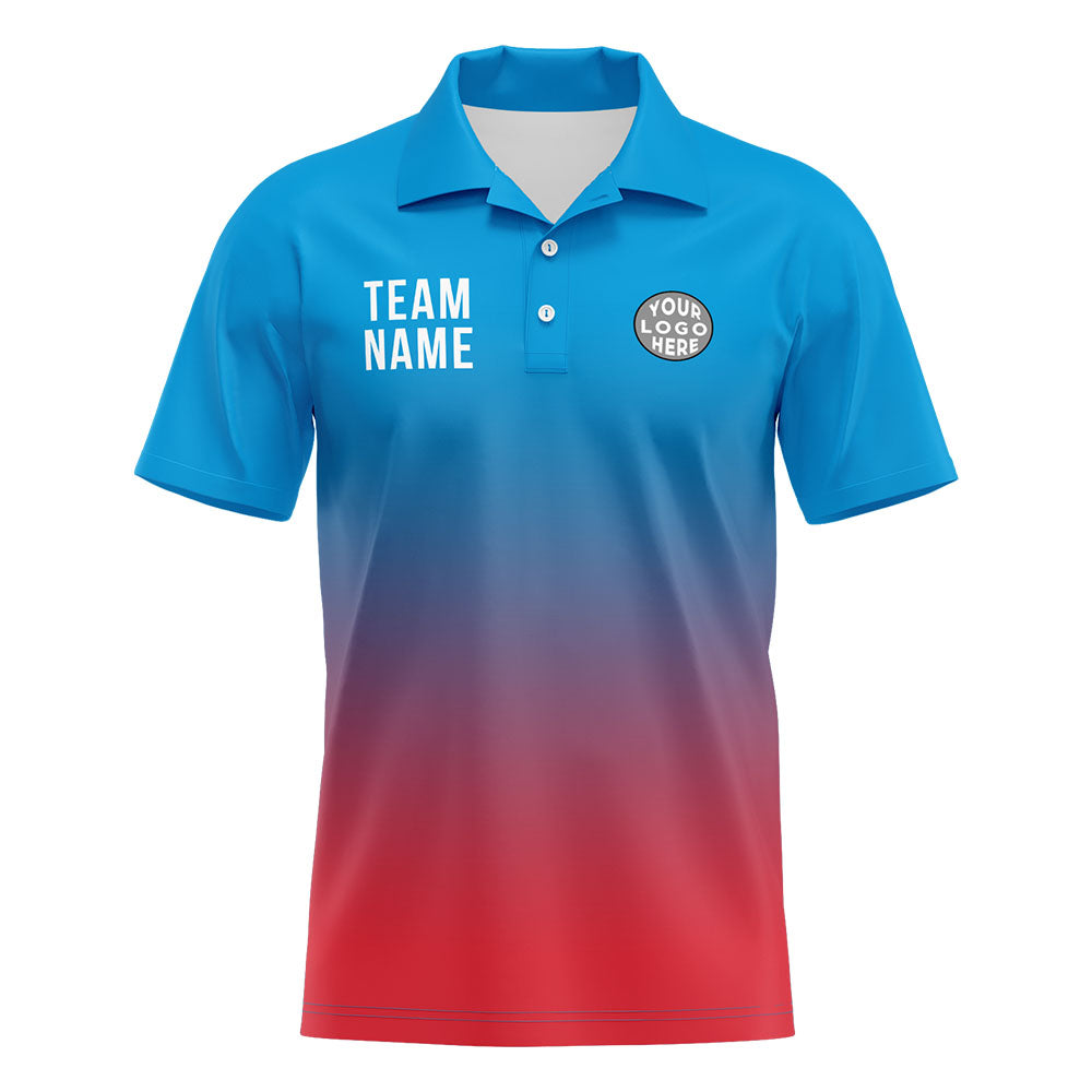 Benutzerdefinierte Blau Rot Fußball Polo-Shirts Fügen Sie Ihr Einzigartiges hinzu Logo/Name/Nummer
