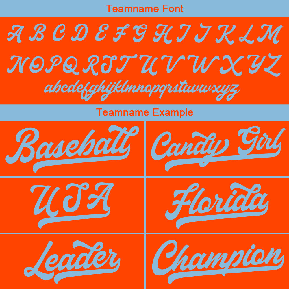 Benutzerdefinierte Authentisch Baseball-Trikot Orange-Hellblau