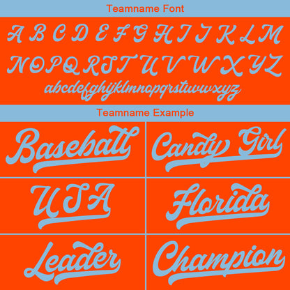 Benutzerdefinierte Authentisch Baseball-Trikot Orange-Hellblau