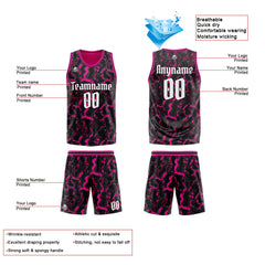 Benutzerdefinierte Reversible Basketball Jersey Personalisierte Print Name Nummer Logo Schwarz&Pink