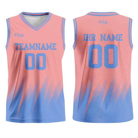 Benutzerdefinierter Pink Blau Basketball Jersey Uniform Anzug gedruckt Ihr Logo Name Nummer